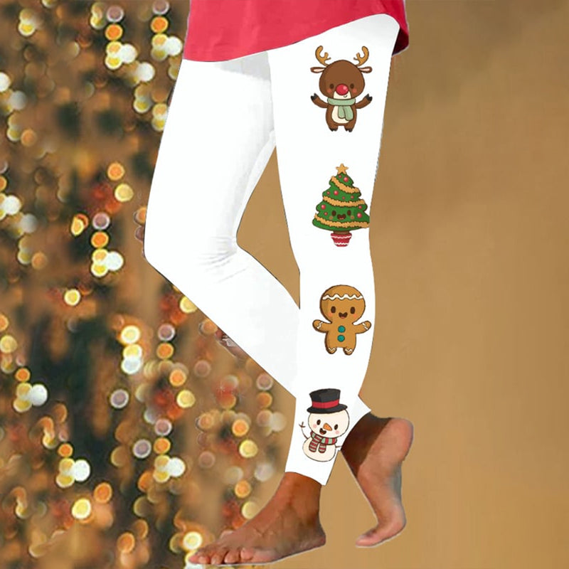 Christmas Gingerbread Man Cartoon Print Leggings