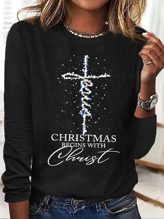 Christmas Begins With Christ Casual Long Sleeve T-Shirt