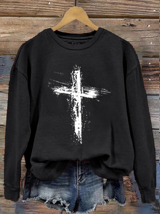 Women's Faith Cross Print Sweatshirt