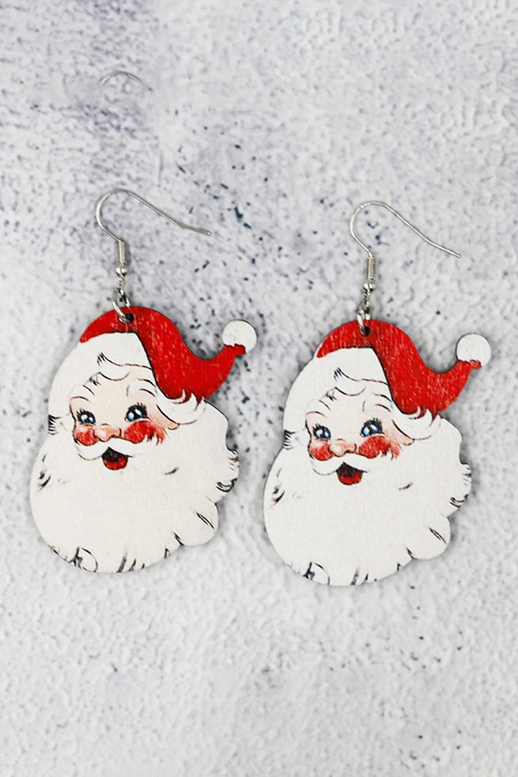 Christmas Earrings Santa Wood Earrings