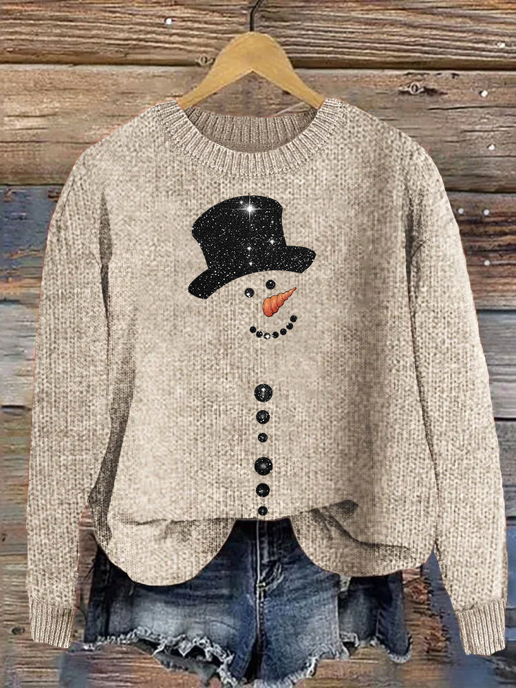 Christmas Snowman Casual Cozy Knit Sweater