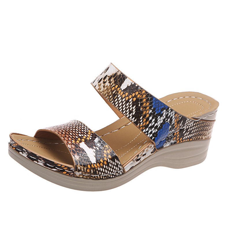 👍Last Day Promotion 70% OFF –2024 🌹New Leopard Print Leather Wedge Soft Sole Sandals