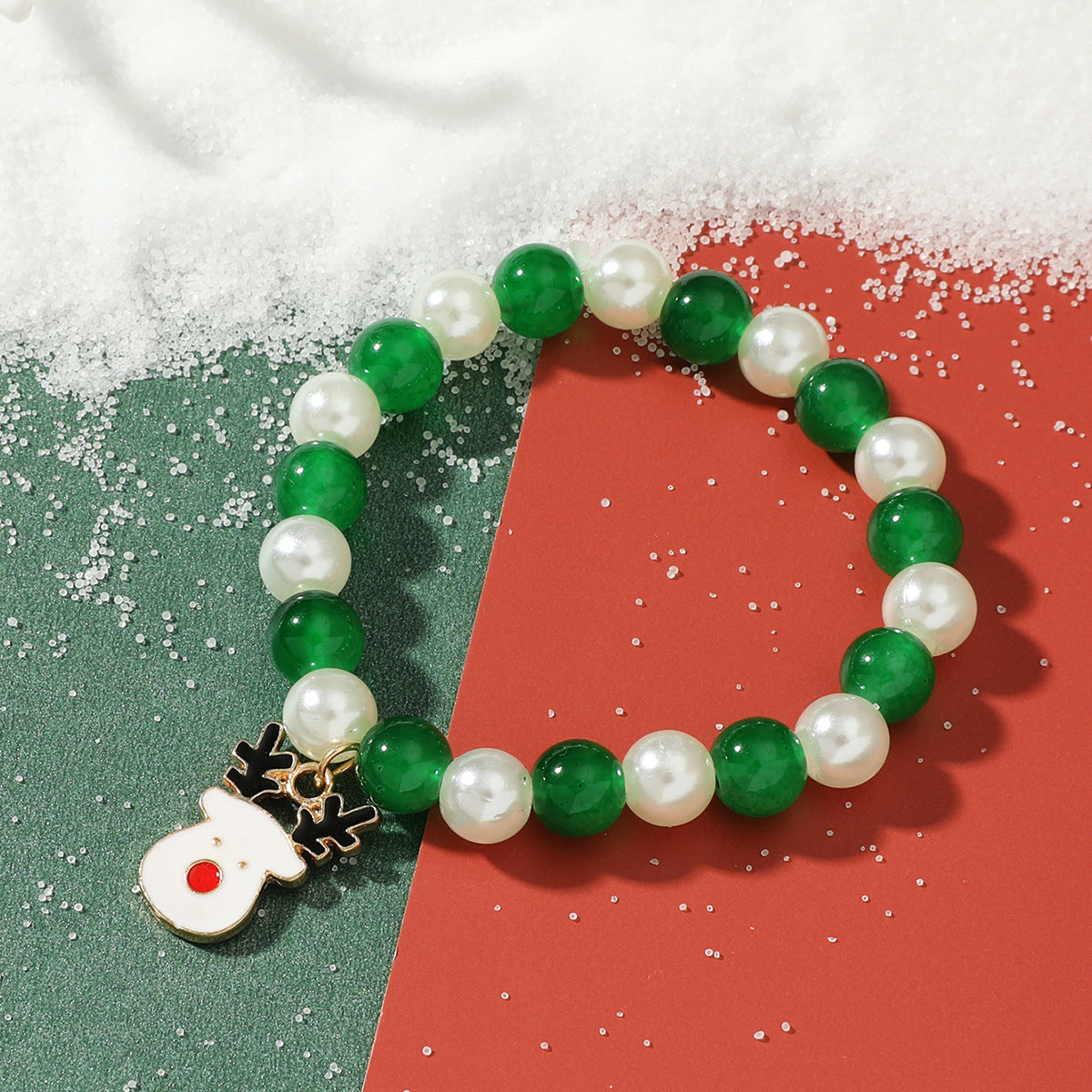 Christmas Beaded Pendant Bracelet