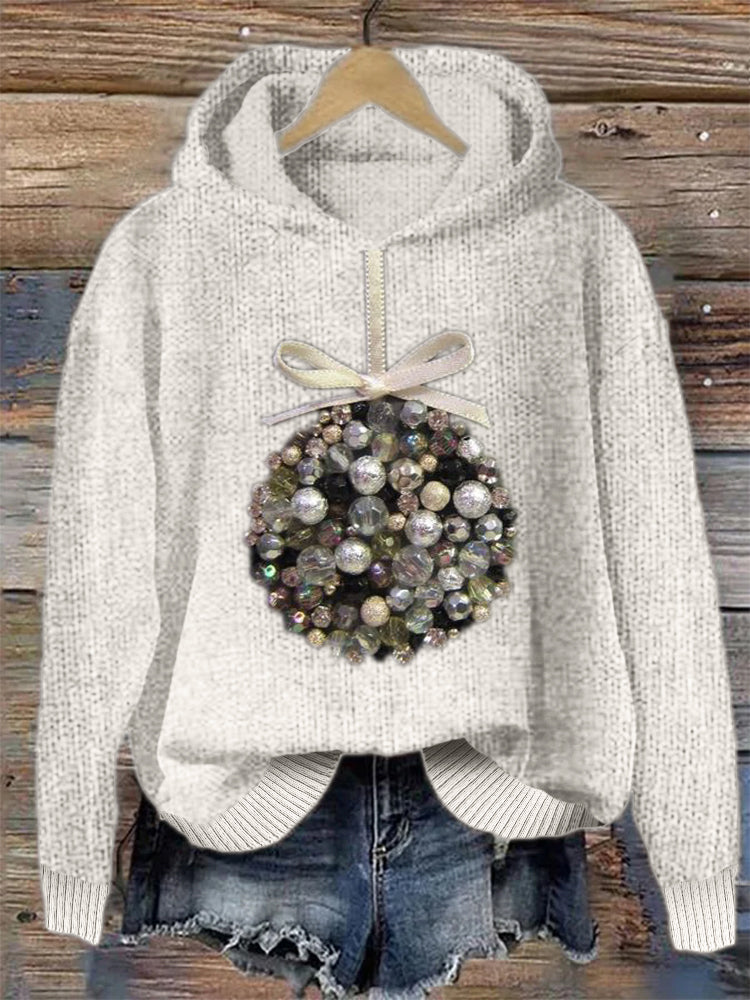 Christmas Ornament Jewelry Art Cozy Knit Hoodie