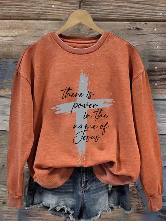 Women'S There is Power in The Name of Jesus Casual Long Sleeve  Sweatshirt