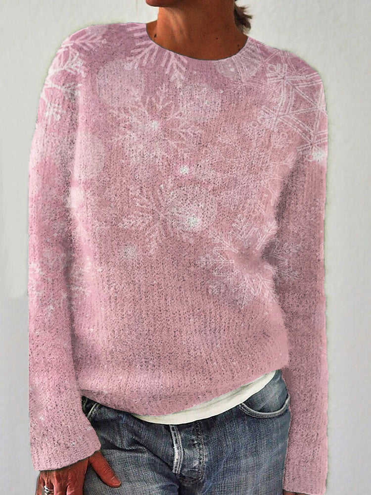 Snowflakes Glitter Gradient Cozy Knit Sweater