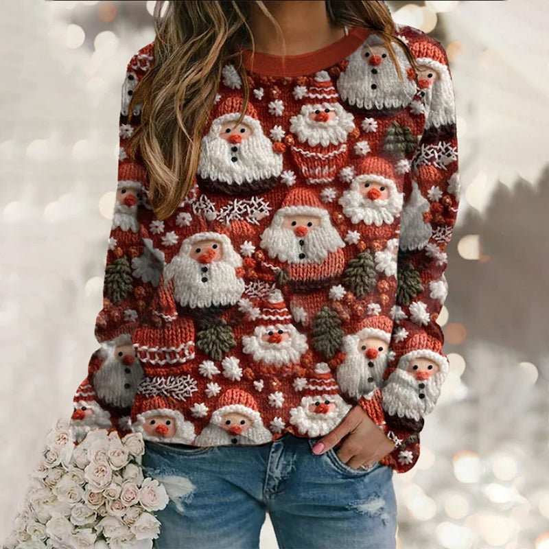 Cute Santa Claus Round Neck Sweatshirt