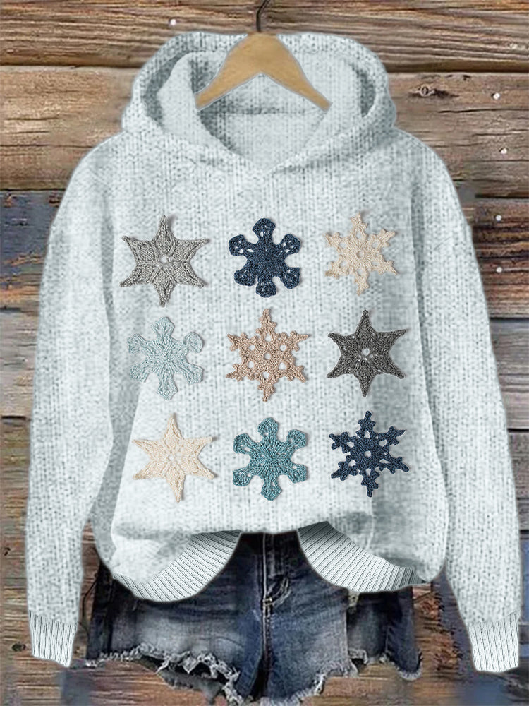 Snowflakes Crochet Art Cozy Knit Hoodie