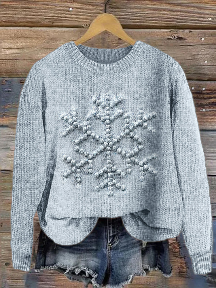 Snowflake Crochet Jacquard Cozy Knit Sweater