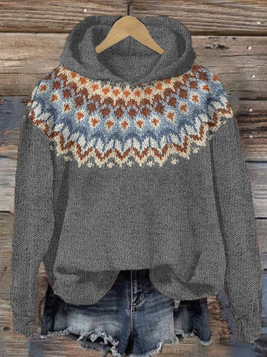 Vintage Tribal Geometry Pattern Warm Comfy Sweater