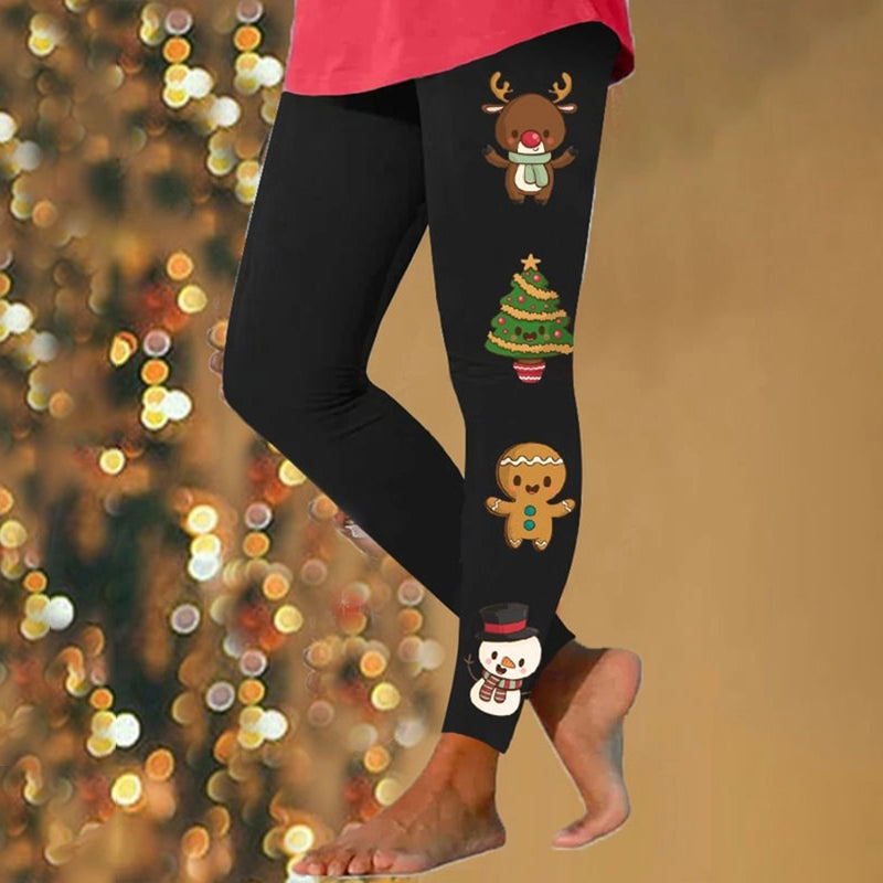 Christmas Gingerbread Man Cartoon Print Leggings