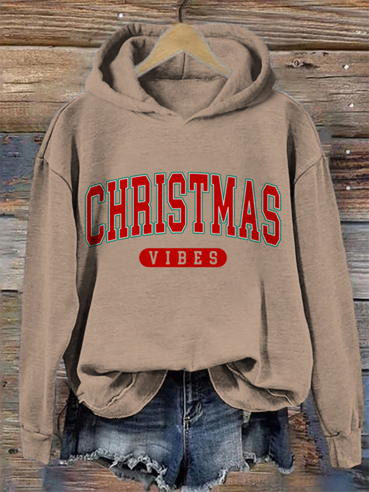 Merry Christmas Print Casual Cozy Hoodie