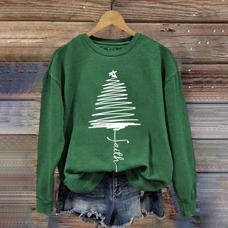 Faith Christmas Tree Long Sleeve Sweatshirt