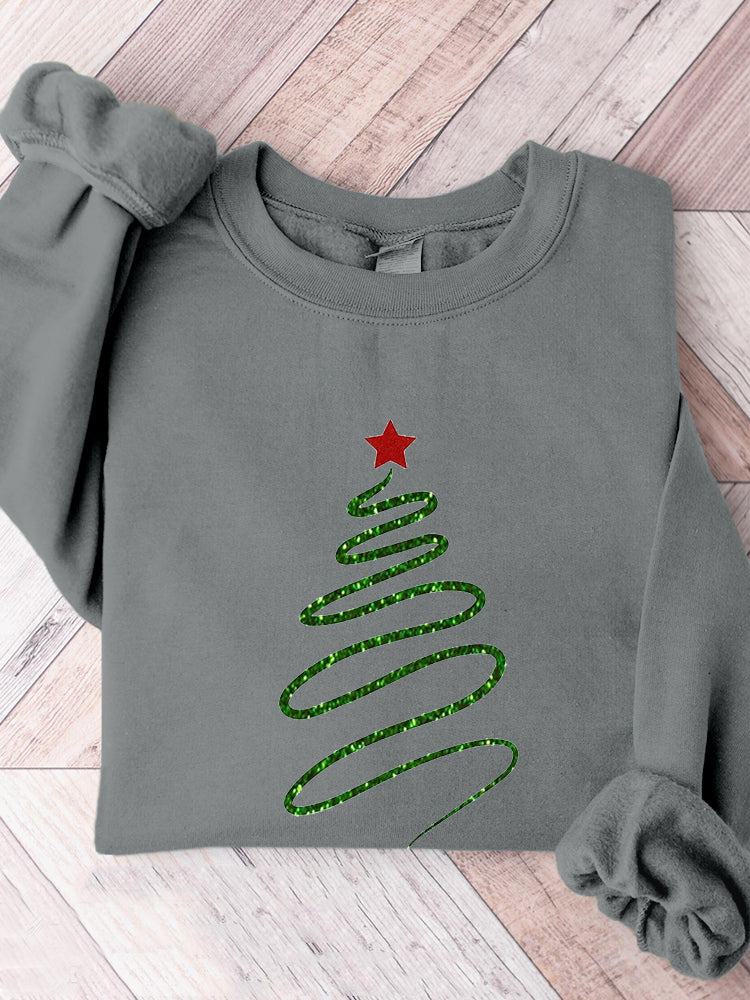 Cute Christmas Tree Graphic Comfy Sweatshirt