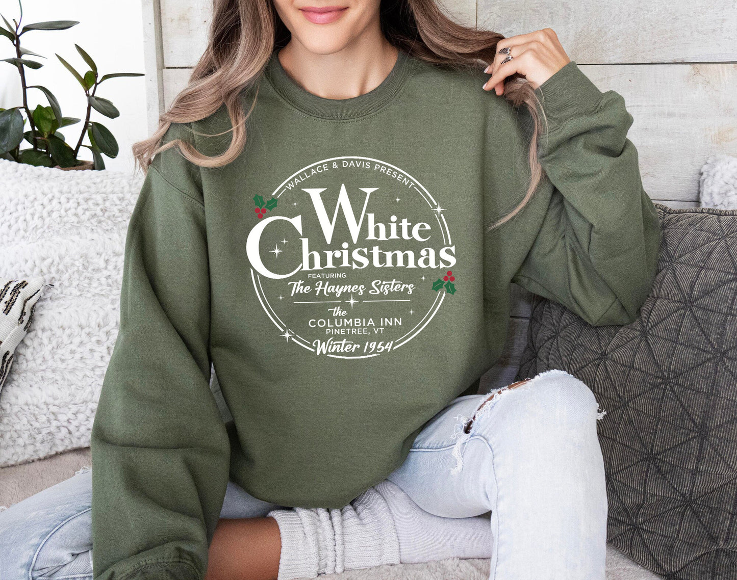 Women's Christmas White Movie 1954 Printed Long Sleeve Sweatshirt