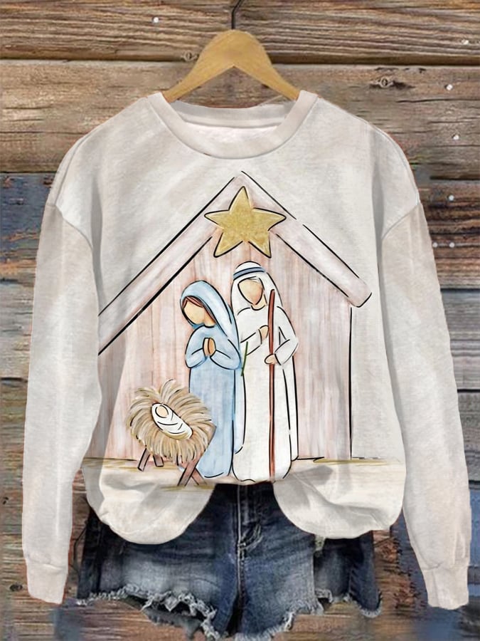 Women's Jesus Nativity Joy To The World Casual Sweatshirt