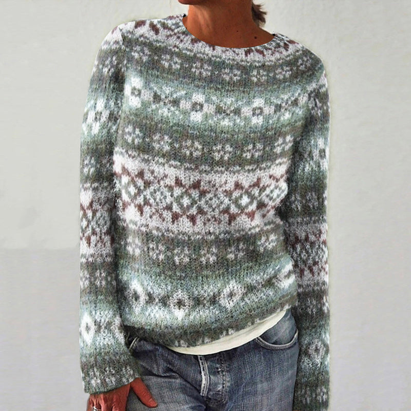 Vintage Fairman Island Snowflake Jacquard Crew Neck Sweater