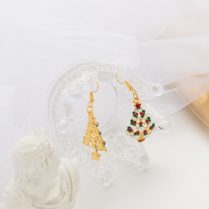 Trendy Colorful Christmas Tree Earrings