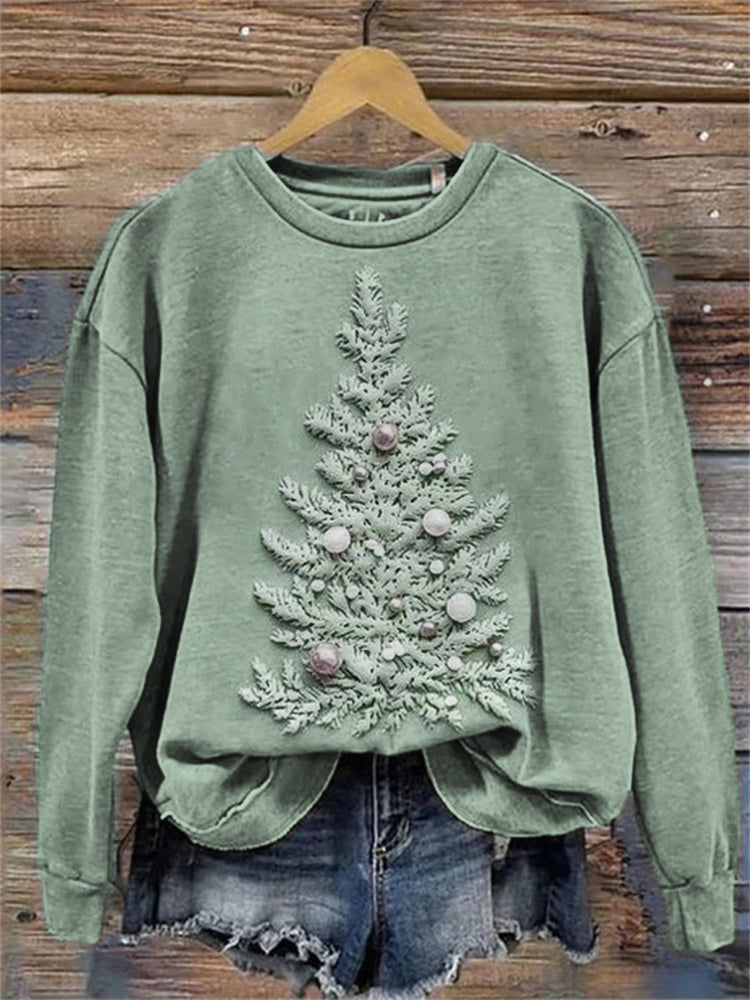 Christmas Tree Relief Art Comfy Sweatshirt