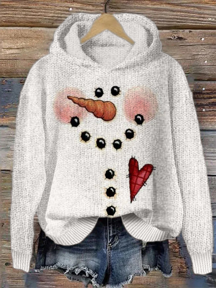 Lovely Snowman Inspired Cozy Knit Hoodie