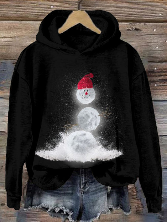 Glowing Snowman Graphic Christmas Comfy Hoodie