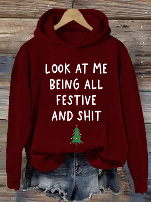 Christmas Printed Long Sleeve Hoodie