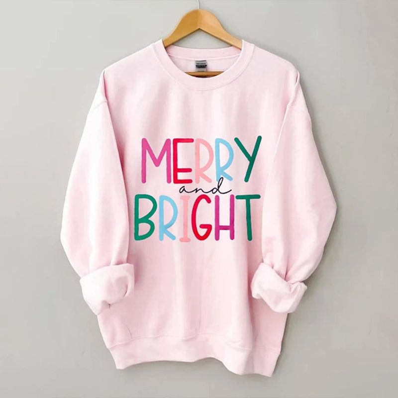 Christmas Merry And Bright Print Sweatshirt