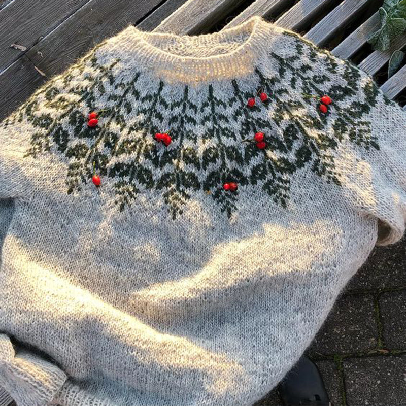 Vintage Floral Icelandic Cozy Warm Sweater