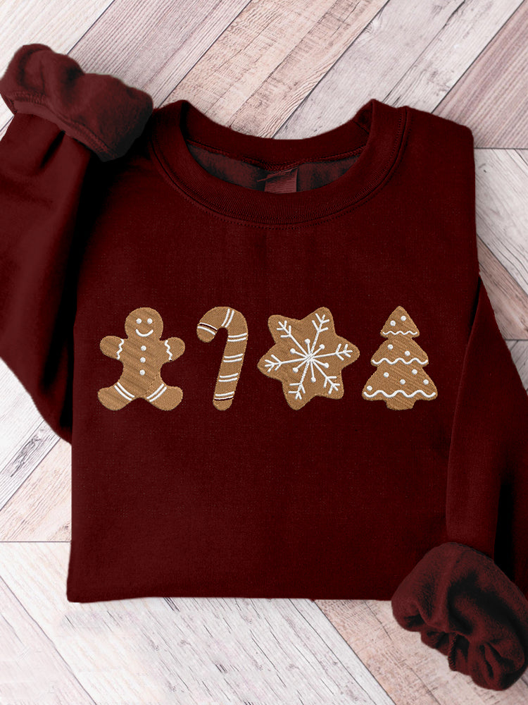 Gingerbread Christmas Embroidery Art Cozy Sweatshirt