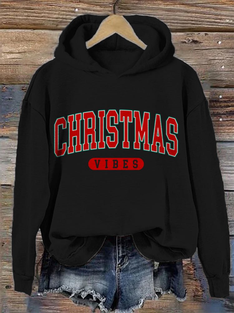 Merry Christmas Print Casual Cozy Hoodie