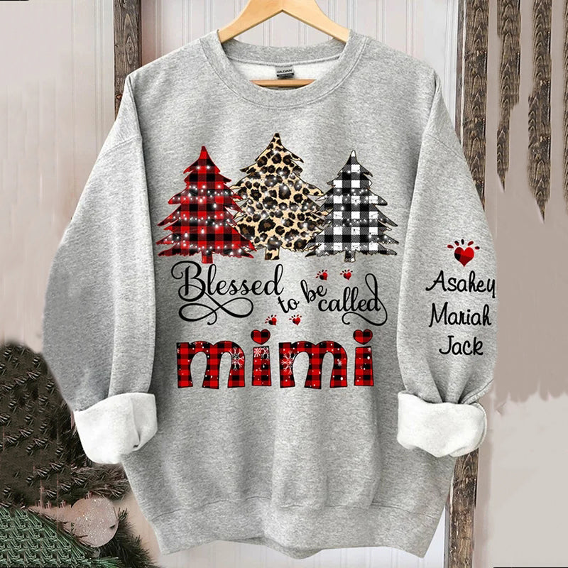 Christmas Tree Print Pullover Loose Sweatshirt