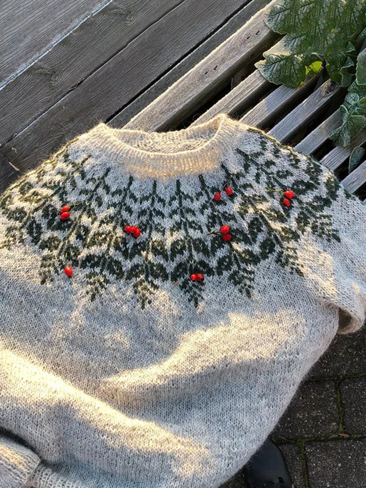 Vintage Floral Icelandic Cozy Warm Sweater