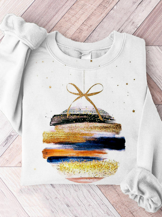 Glitter Christmas Watercolor Art Graphic Comfy Sweatshirt