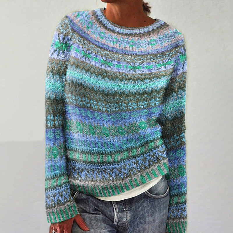 Vintage Fairman Island Knit Jacquard Crew Neck Sweater