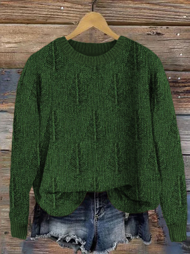 Christmas Trees Jacquard Cozy Knit Sweater