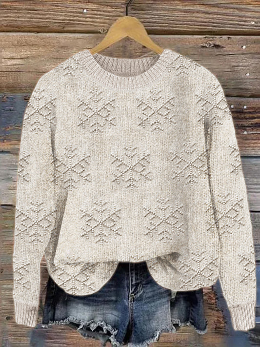 Snowflakes Crochet Jacquard Cozy Knit Sweater