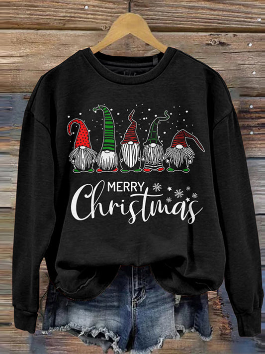 Christmas Cartoon Print Casual Pullover Sweatshirt