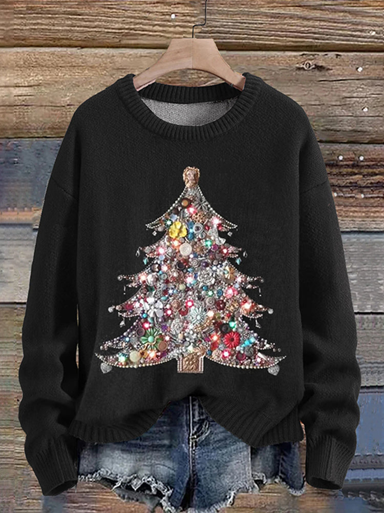 Christmas Tree Jewelry Art Print Knit Pullover Sweater