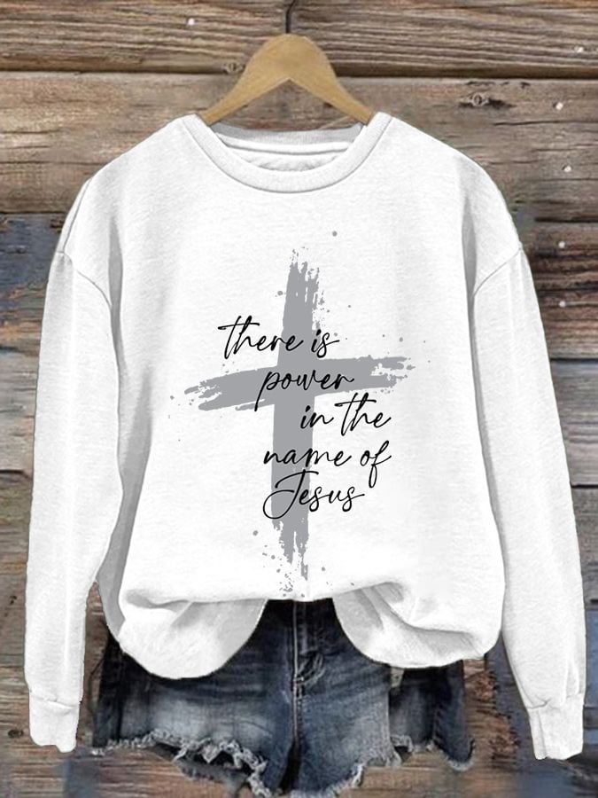 Women'S There is Power in The Name of Jesus Casual Long Sleeve  Sweatshirt