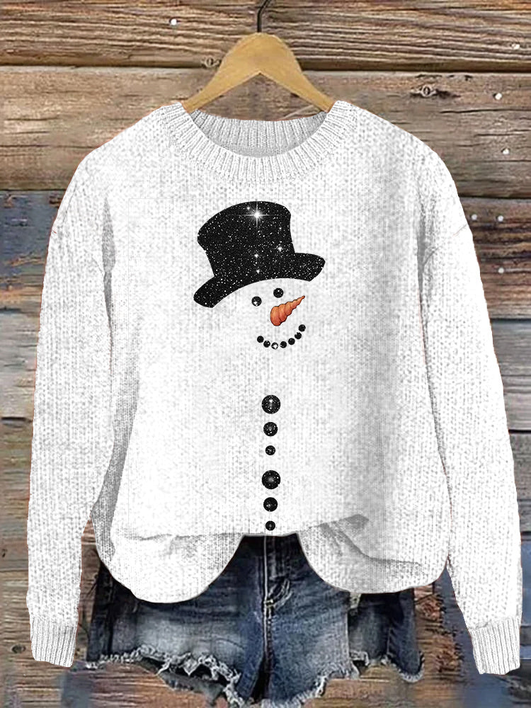 Christmas Snowman Casual Cozy Knit Sweater