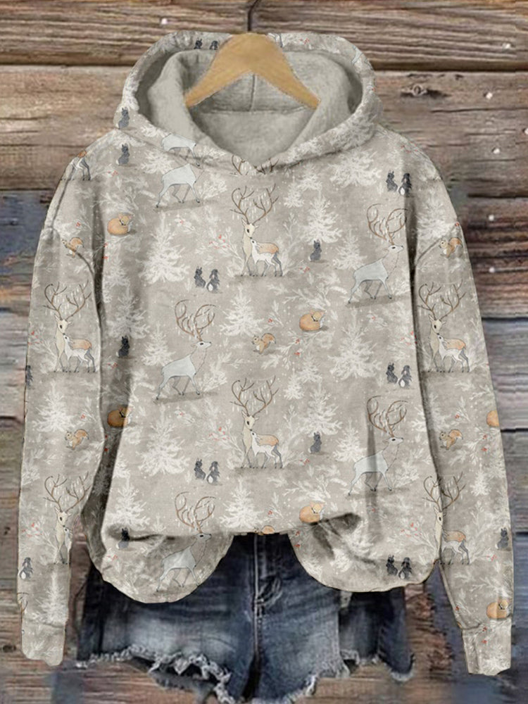 Vintage Woodland Christmas Comfy Hoodie