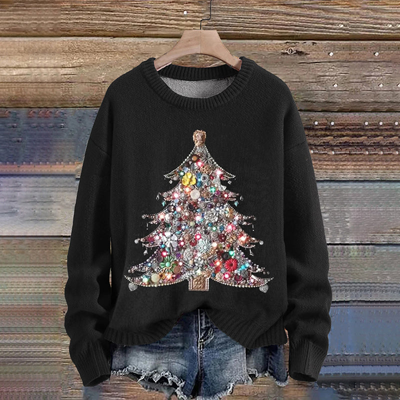 Christmas Tree Jewelry Art Print Knit Pullover Sweater