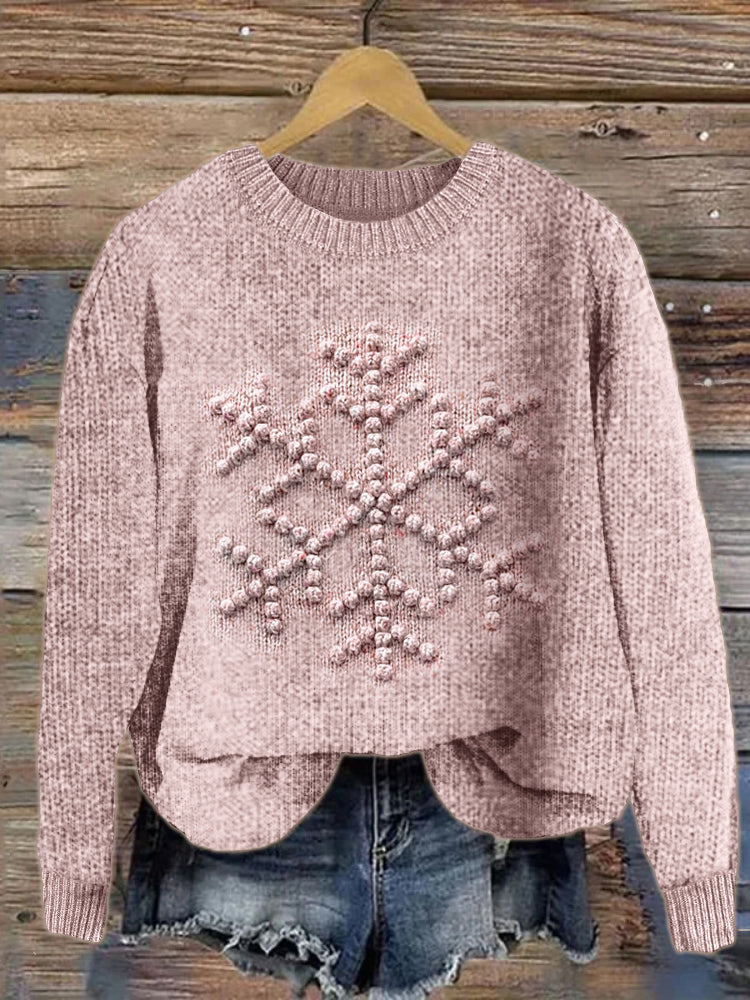 Snowflake Crochet Jacquard Cozy Knit Sweater