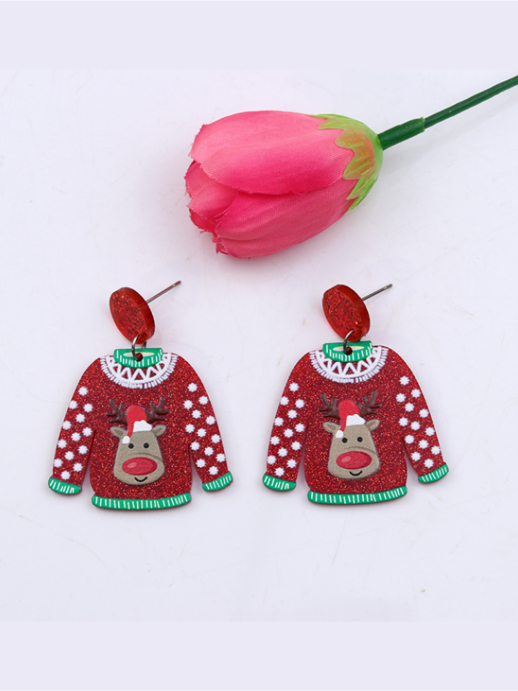 Cute Elk Santa Claus Earings