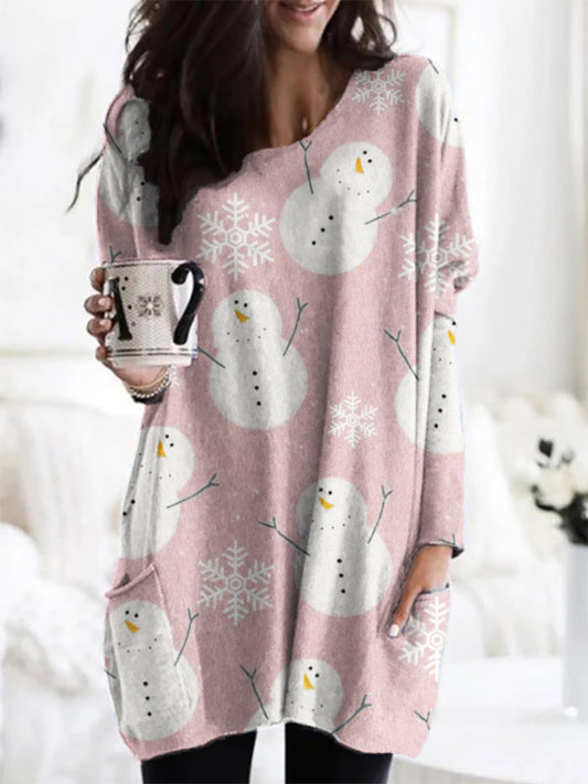 Lovely Snowman & Snowflake Pattern Cozy Tunic