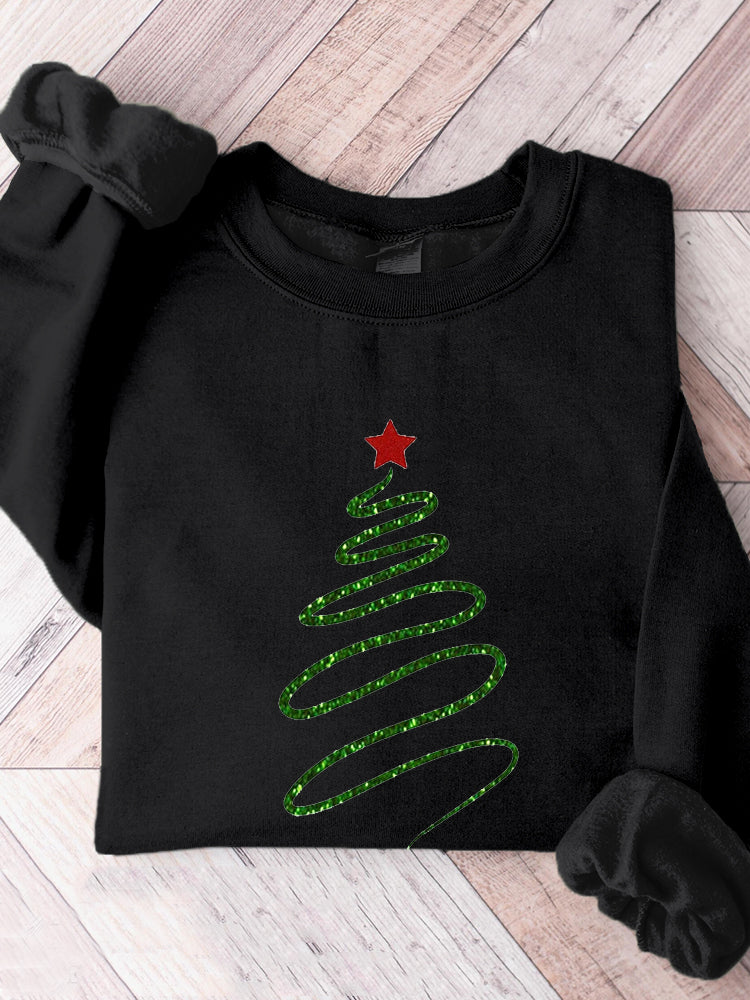 Cute Christmas Tree Graphic Comfy Sweatshirt