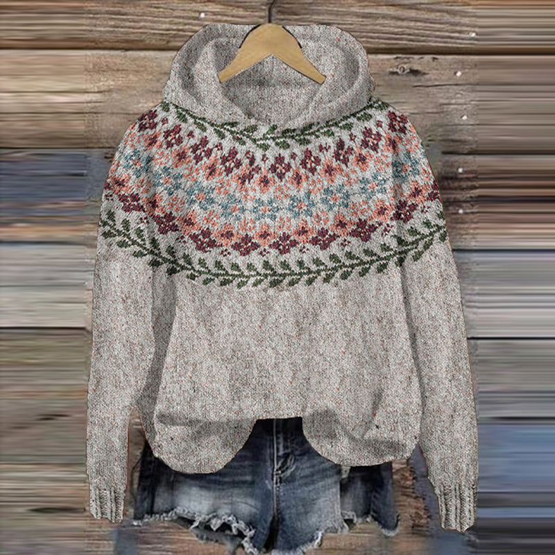 Vintage Floral Geometry Pattern Warm Comfy Sweater