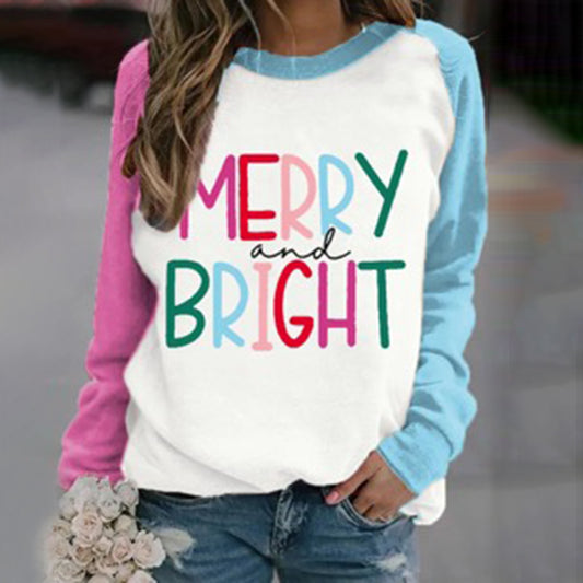 Women‘s Merry And Bright Print Casual Sweatshirt