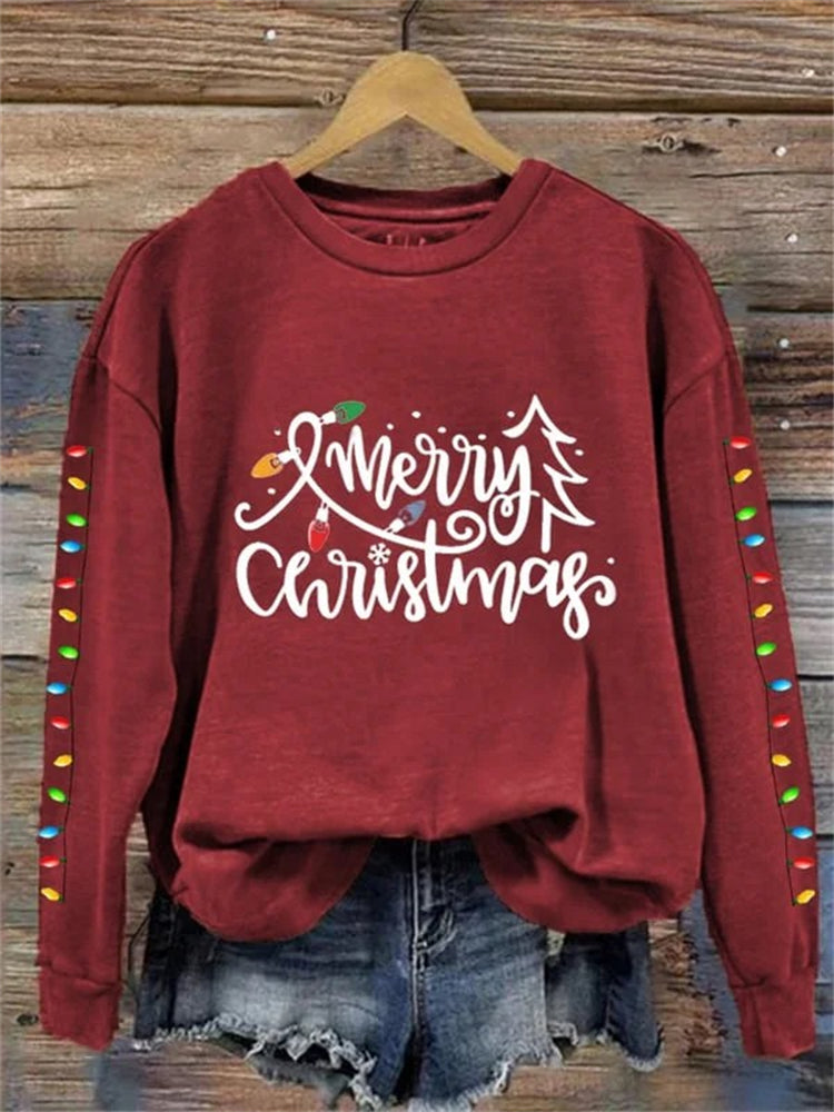 Women's Merry Christmas Christmas Trees Printed Sweatshirt