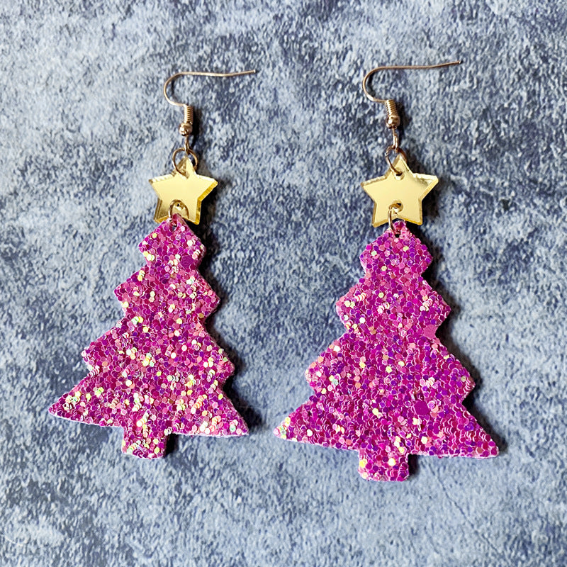 Women's Shiny Christmas Tree Fashion Earrings